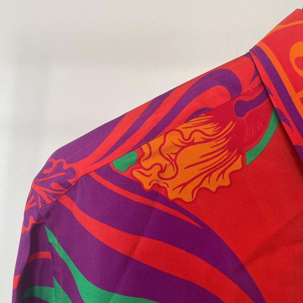 Versace Medusa Music Long Sleeve Button-Up Silk Shirt - Picture 6 of 12